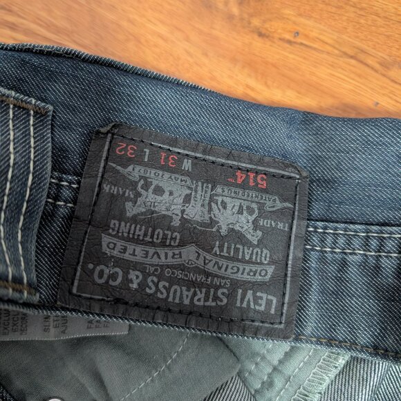 Levis 514 Denim Jeans Mens 31x32 Dark Wash Blue Straight - Picture 10 of 10